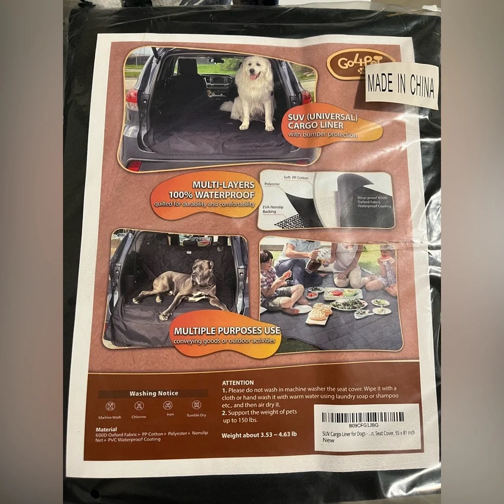 Universal car liner for pets 100% waterproof